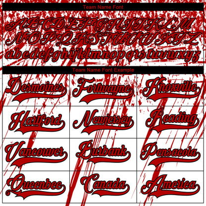 Custom White Red-Black 3D Splash Hockey Lace Neck Jersey