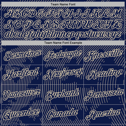 Custom Stitched Navy Cream Curve Lines Sports Pullover Sweatshirt Hoodie