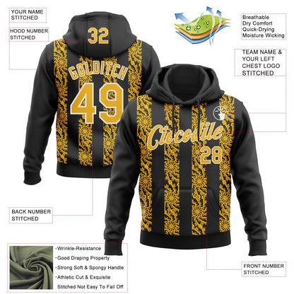 Custom Stitched Black Gold-White Abstract Shape Pattern Sports Pullover Sweatshirt Hoodie