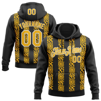 Custom Stitched Black Gold-White Abstract Shape Pattern Sports Pullover Sweatshirt Hoodie