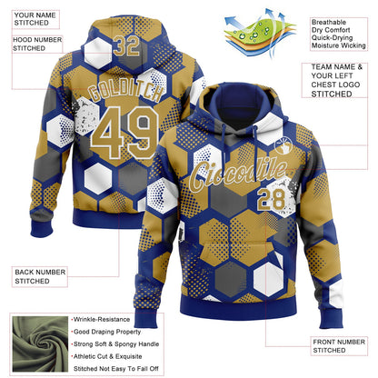 Custom Stitched Royal Old Gold-White Geometric Shape Pattern Sports Pullover Sweatshirt Hoodie