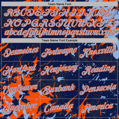 Custom Stitched Navy Light Blue-Orange Splash Sports Pullover Sweatshirt Hoodie