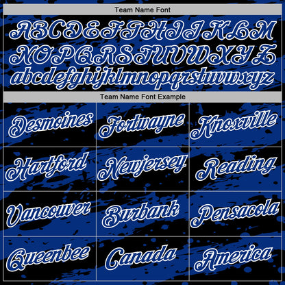 Custom Stitched Black Royal-White Splash Torn Paper Style Sports Pullover Sweatshirt Hoodie