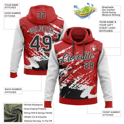 Custom Stitched Red Black-White 3D Pattern Design Abstract Fragment Art Splash Sports Pullover Sweatshirt Hoodie