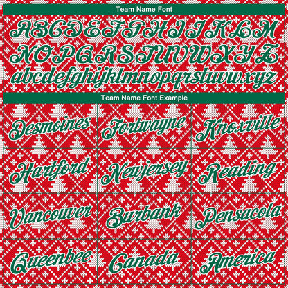 Custom Stitched Red Kelly Green-White 3D Christmas Trees Sports Pullover Sweatshirt Hoodie