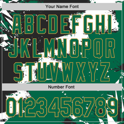 Custom Stitched Black Kelly Green Old Gold-White 3D Pattern Design Splash Torn Paper Style Sports Pullover Sweatshirt Hoodie
