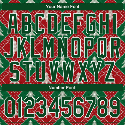 Custom Stitched Red Green-White 3D Christmas Trees Sports Pullover Sweatshirt Hoodie