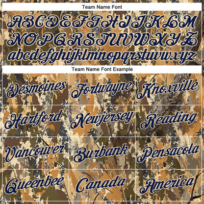 Custom Stitched Old Gold Navy-Cream 3D Pattern Design Tree Camo Hunting Sports Pullover Sweatshirt Hoodie