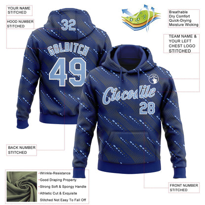 Custom Stitched Royal Light Blue-White Slant Lines Sports Pullover Sweatshirt Hoodie