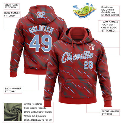 Custom Stitched Red Light Blue-White Slant Lines Sports Pullover Sweatshirt Hoodie