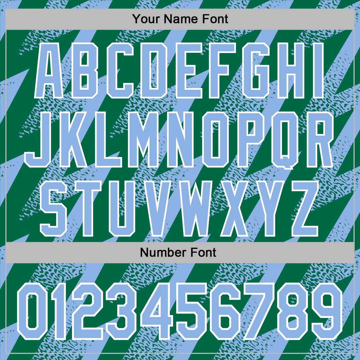 Custom Stitched Kelly Green Light Blue-White Zigzag Shape Sports Pullover Sweatshirt Hoodie