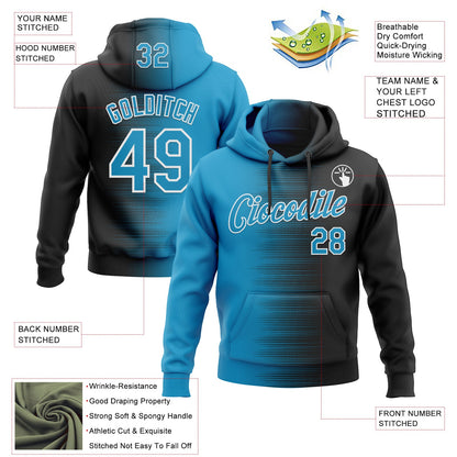 Custom Stitched Black Panther Blue-White Gradient Line Sports Pullover Sweatshirt Hoodie