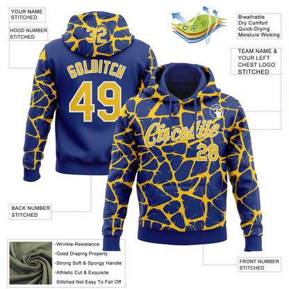 Custom Stitched Royal Yellow-White Abstract Network Pattern Sports Pullover Sweatshirt Hoodie