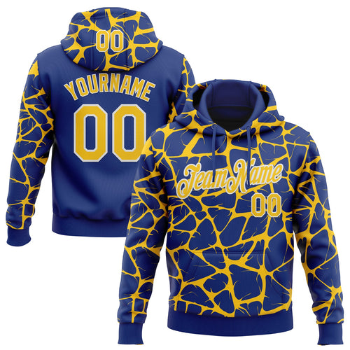 Custom Stitched Royal Yellow-White Abstract Network Pattern Sports Pullover Sweatshirt Hoodie