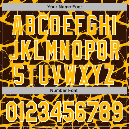 Custom Stitched Brown Gold-White Abstract Network Pattern Sports Pullover Sweatshirt Hoodie