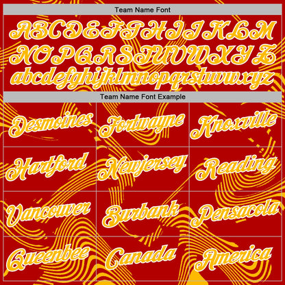 Custom Stitched Red Gold-White Curve Lines Sports Pullover Sweatshirt Hoodie