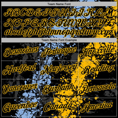 Custom Stitched Black Light Blue-Gold Splash Sports Pullover Sweatshirt Hoodie