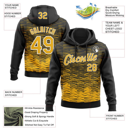 Custom Stitched Black Gold-White Line Sports Pullover Sweatshirt Hoodie