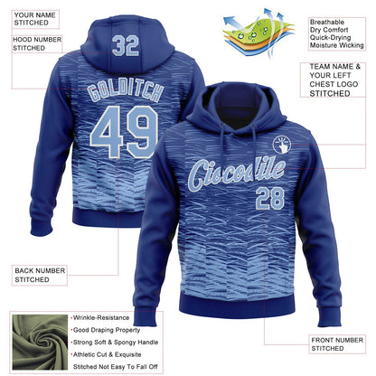 Custom Stitched Royal Light Blue-White Line Sports Pullover Sweatshirt Hoodie