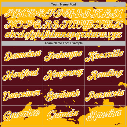 Custom Stitched Burgundy Gold-White Fragment Pattern Sports Pullover Sweatshirt Hoodie