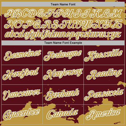 Custom Stitched Burgundy Old Gold-White Fragment Pattern Sports Pullover Sweatshirt Hoodie