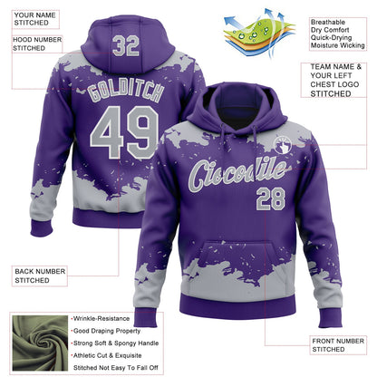 Custom Stitched Purple Gray-White Fragment Pattern Sports Pullover Sweatshirt Hoodie