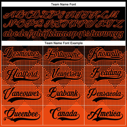 Custom Black Orange-White 3D Pattern Gradient Square Shapes Hockey Lace Neck Jersey