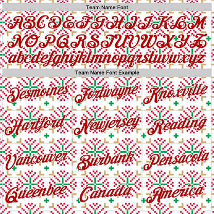 Custom Stitched White Red-White 3D Christmas Sports Pullover Sweatshirt Hoodie