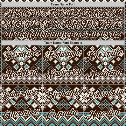 Custom Stitched Brown Brown-Cream 3D Christmas Ugly Sweater Sports Pullover Sweatshirt Hoodie