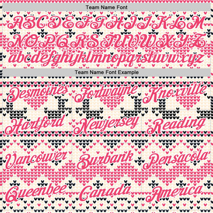 Custom Stitched White Neon Pink-White 3D Christmas Ugly Sweater Sports Pullover Sweatshirt Hoodie