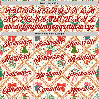 Custom Stitched Cream Red-Cream 3D Christmas Patchwork Sports Pullover Sweatshirt Hoodie