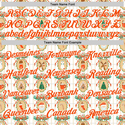 Custom Stitched White Orange-White 3D Christmas Sports Pullover Sweatshirt Hoodie