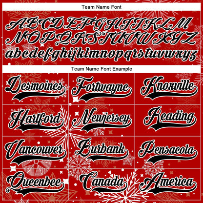 Custom Red Black-White 3D Christmas Hockey Lace Neck Jersey