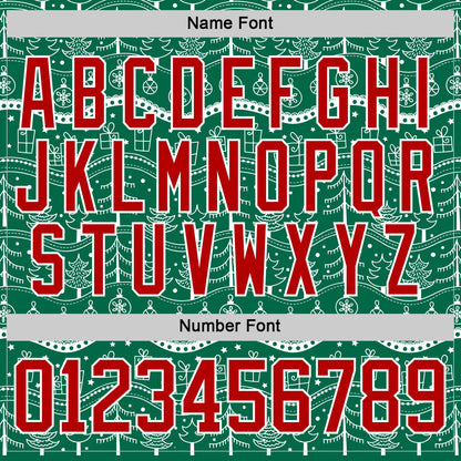 Custom Kelly Green Red-White 3D Christmas Hockey Lace Neck Jersey