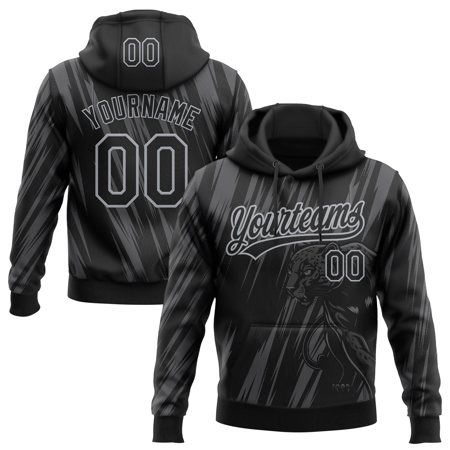 Custom Stitched Steel Gray Black-Gray 3D Pattern Design Leopardo Sports Pullover Sweatshirt Hoodie