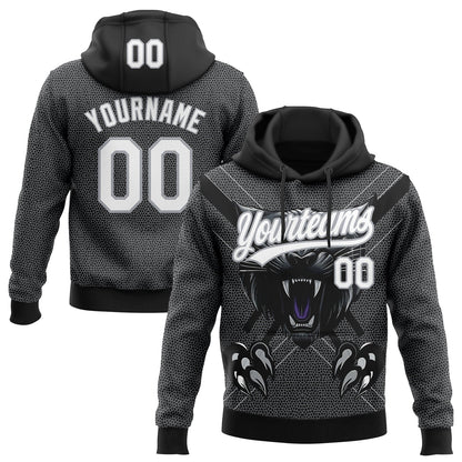 Custom Stitched Black White-Gray 3D Pattern Design Leopardo Sports Pullover Sweatshirt Hoodie