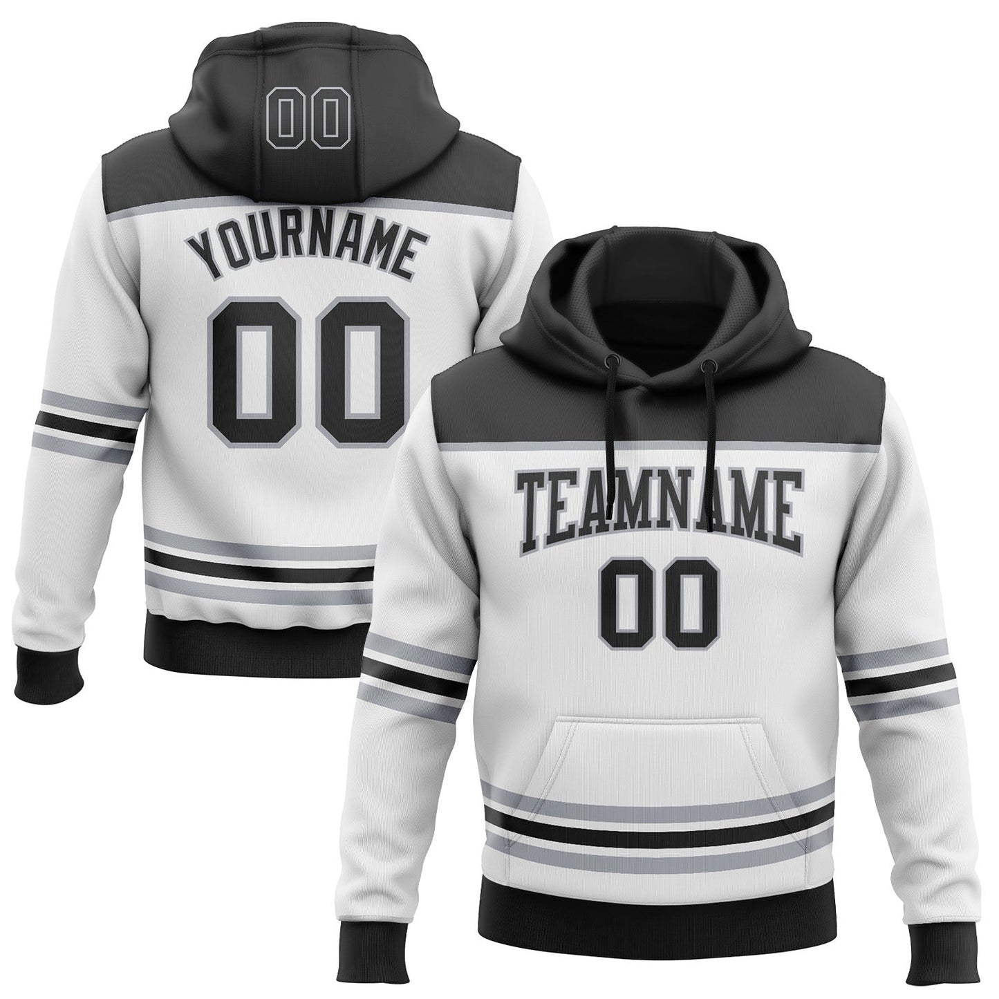 Custom White Black-Gray 3D Pattern Design Game Day Los Angeles Inspired Sports Pullover Sweatshirt Hoodie