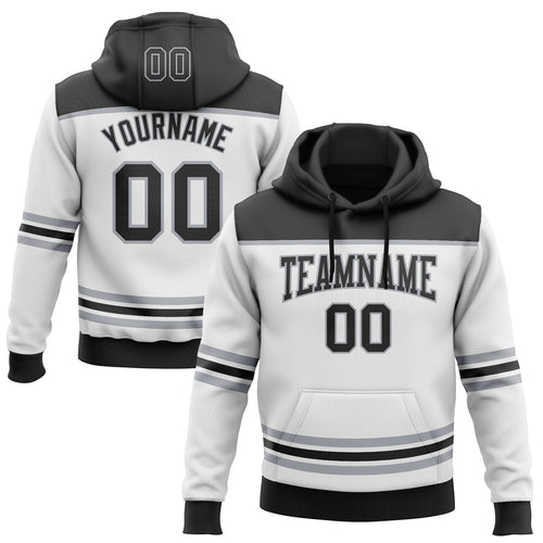 Custom White Black-Gray 3D Pattern Design Game Day Los Angeles Inspired Sports Pullover Sweatshirt Hoodie