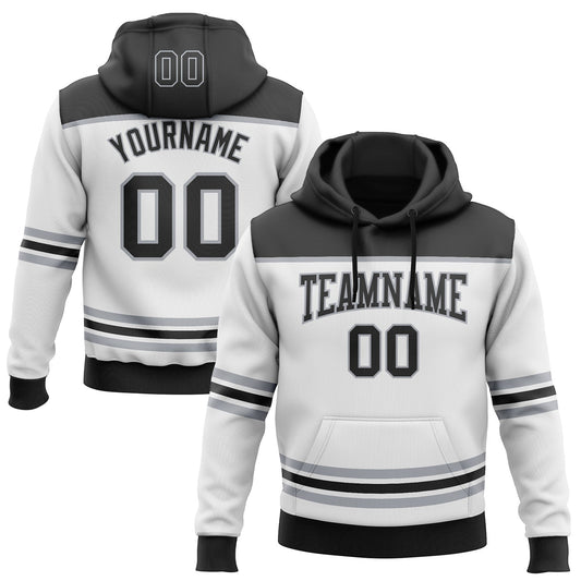 Custom White Black-Gray 3D Pattern Design Game Day Los Angeles Inspired Sports Pullover Sweatshirt Hoodie