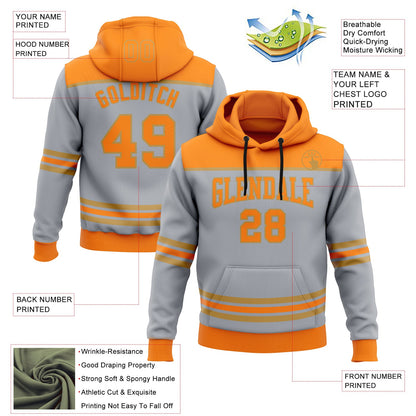 Custom Gray Bay Orange-Old Gold 3D Pattern Design Game Day Anaheim Inspired Sports Pullover Sweatshirt Hoodie