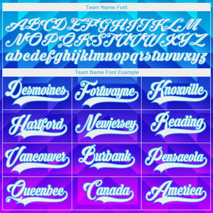 Custom Blue White Sky Blue-Purple 3D Pattern Gradient Geometric Shape Hockey Lace Neck Jersey