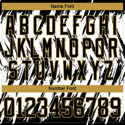 Custom White Black-Old Gold 3D Pattern Splash Art Hockey Lace Neck Jersey