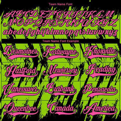 Custom Neon Green Pink-Black 3D Pattern Splash Art Hockey Lace Neck Jersey