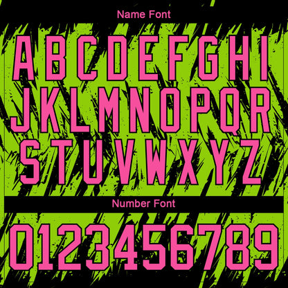 Custom Neon Green Pink-Black 3D Pattern Splash Art Hockey Lace Neck Jersey
