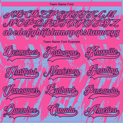 Custom Pink Light Blue Navy-White 3D Pattern Splash Art Hockey Lace Neck Jersey