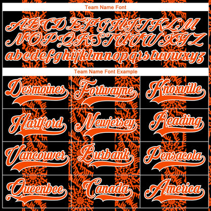 Custom Black Orange-White 3D Pattern Abstract Shape Hockey Lace Neck Jersey