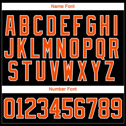 Custom Black Orange-White 3D Pattern Abstract Shape Hockey Lace Neck Jersey