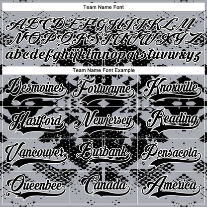 Custom Gray Black-White 3D Pattern Abstract Grunge Hockey Lace Neck Jersey