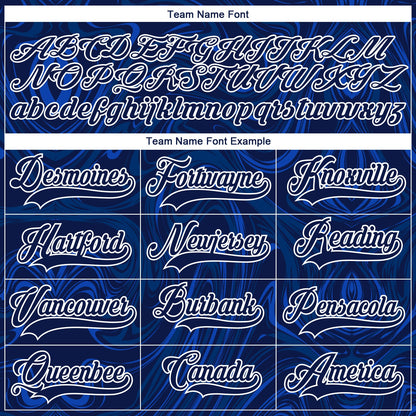 Custom Navy White 3D Splash Art Hockey Lace Neck Jersey