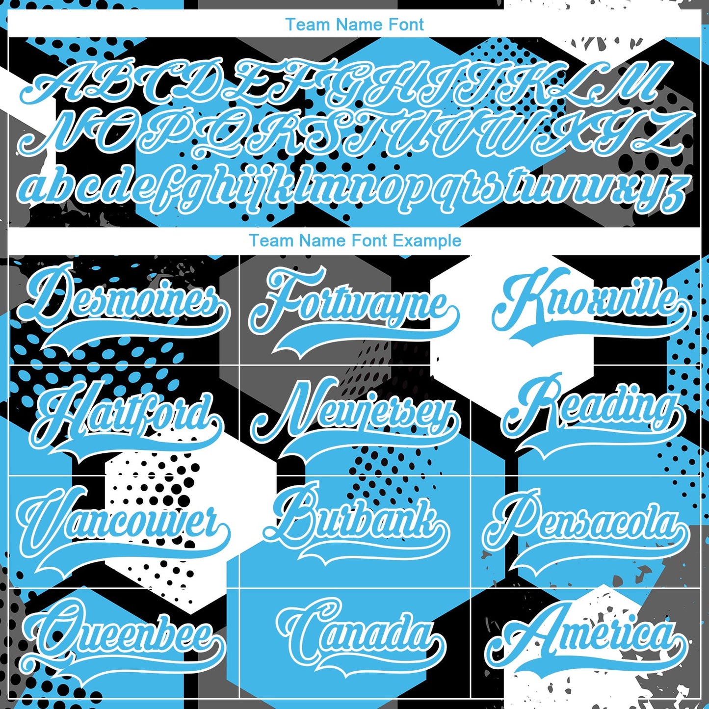 Custom Sky Blue Black-White 3D Pattern Geometric Shape Hockey Lace Neck Jersey